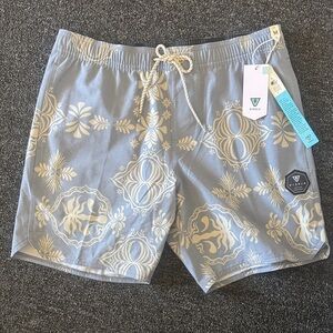 VISSLA mirage blue  and Cream Patterned Board Shorts